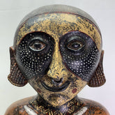 Mesoamerican Aztec Hand-painted Nude Female Kneeling Fertility Terracotta Statue 25 inches tall. Stunning & Heavy Piece. Old Piece, Repair on leg.