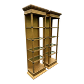 Pair of Mid-Century Hollywood Regency Gold Lighted Etagere Shelves 22Lx14Wx71H