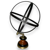 17" Iron Armillary on Wood & Brass Stand