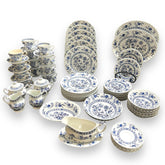 80pc Vintage Set of Blue Nordic by Johnson Brothers Blue Onion & Floral Pattern