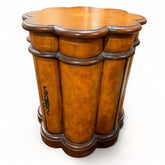 Maitland-Smith Leather--Wrapped Scalloped Wooden Side Table w/ Inside Storage 24Lx24Wx2H
