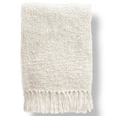 Cozy Cotton White Boucle Fringe Throw 50"x70"