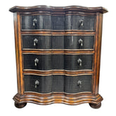 Ethan Allen Lucca Serpentine Nightstand Chest of Drawers w/ Crackle Black Lacquer Finish 34Lx17Wx34H