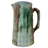 Antique Majolica Bamboo & Leaf Design Pitcher 6Hx4.5W
