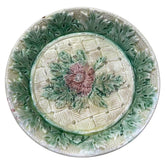 Antique Majolica Pink Flower w/ Green Leaves Plate 5.5"Dia