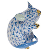Mouse Sitting Figurine Herend porcelain, from Hungary, handmade and handpainted with 24k gold accents. 2 ¼"h