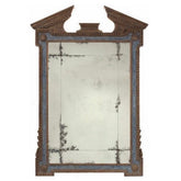 Georgian Broken Pediment Mirror. Painted Finish w/ Paris Blue Antique Mirror is 9 pcs w/ Rosettes 40" W x 54" H