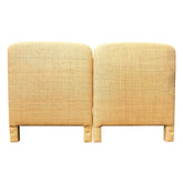 Pair of Natural Grass Cloth Upholstered Twin Headboards