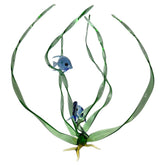 "Seagrass Trio" Three Cobalt Blue Fish in a Spiral Seagrass 16" tall w/ Yellow Base