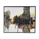 MidCentury Modern Abstract Cityscape of New York City in 1966 Oil on Canvas by Listed Artist Hsiao Yew Hsu (Chinese-American, 1931-2016) 37Lx31H
