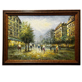 Midcentury Parisian Street Scene Framed Oil Painting on Canvas Signed King 42"Wx30"H