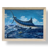 Hooked Marlin Oil Painting by: World-Class Gamefish & Wildlife Artist J. Suroviec 53Lx41H
