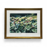 Large Signed Limited Edition Lithograph of Water Lillies and Swiming Faries #7/150 by: Elizabeth Kershaw