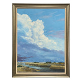 Joe Suroviec "Cloud Parade" Original Oil on Canvas, Coastal Marsh Landscape, Framed, 43Lx55H