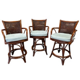 Alexander & Sheridan Singapore Rattan Height Swivel Barstools w/ Cushions (Set of 3)