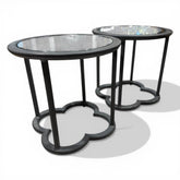 Pair of FrontGate Outdoor Glass Top Side Tables (sold as a set) (4 chairs also available)