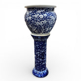 Blue & White Jardinier 12" Bowl / Pot on 32" Stand (note the hairline crack in the bowl)