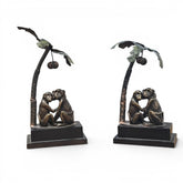 Pair of Monkey Under Palm Tree Bookends 6Lx2Wx6H