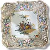 Antique Hand-painted China Serving Plate 10Lx10Wx1H