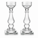 Pair of Clear Crystal Candlesticks 5Lx5Wx14H