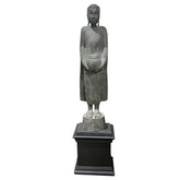 Carved Buddha Figure on Black Pedestal Stand 12Lx10Wx45H