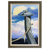 Joe Suroviec Brown Pelican Original Oil on Canvas, Framed, 30Lx42H