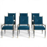 Jonathan Adler Rider Dining Chairs Set of 6 in Peacock Velvet 22Lx23Wx39H