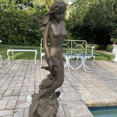 Bronze Mermaid Fish Fountain Statue Signed A. Moreau 16Lx12Wx41H