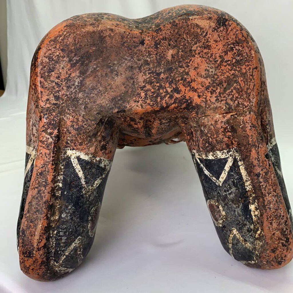 Mesoamerican Aztec Hand-painted Nude Female Kneeling Fertility Terracotta Statue 25 inches tall. Stunning & Heavy Piece. Old Piece, Repair on leg.