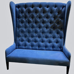 Pacific Compagnie Blue Upholstered Wall Sofa Made in Italy 65Lx30Wx75H