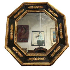 Baroque Style Antique Octagonal Mirror w/ Carved Gilded Motif. 32"x35"
