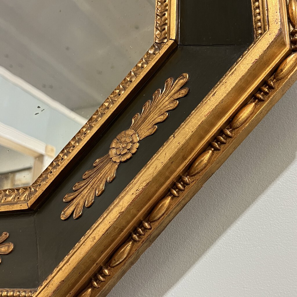 Baroque Style Antique Octagonal Mirror w/ Carved Gilded Motif. 32"x35"