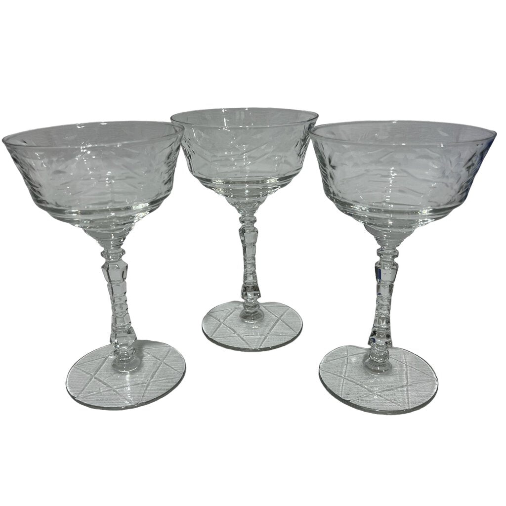 Arctic Rose Champagne/Tall Sherbet by Rock Sharpe set of 3