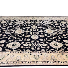 Hand Knotted Black & Ivory Wool Peshawar w/ Mahal Design Rug 10'3"x14'2" Afghanistan