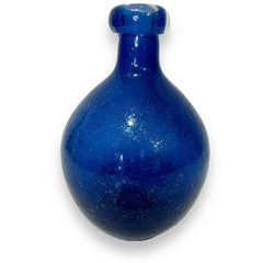 Cobalt Blue Speckled Handblown Vase w/ Wide Lip 8" Tall