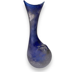 MCM Murano Glass Bird Vase in Cobalt Blue "Scavo" Finish by Vetreria Gino Cenedese, Antonio Da Ros. Signed w/ Original Inventory Stickers 12" tall Venice, Italy