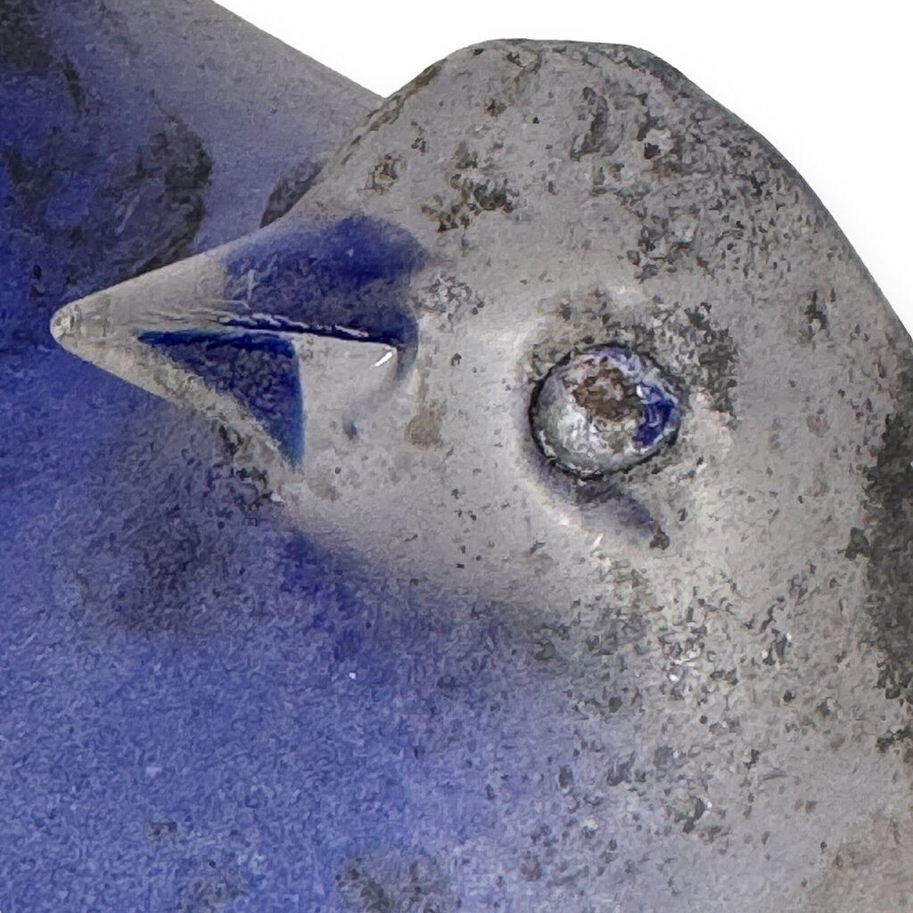 MCM Murano Glass Bird Vase in Cobalt Blue "Scavo" Finish by Vetreria Gino Cenedese, Antonio Da Ros. Signed w/ Original Inventory Stickers 12" tall Venice, Italy