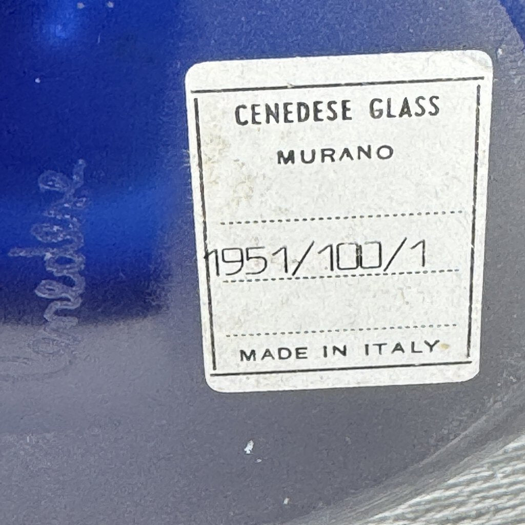 MCM Murano Glass Bird Vase in Cobalt Blue "Scavo" Finish by Vetreria Gino Cenedese, Antonio Da Ros. Signed w/ Original Inventory Stickers 12" tall Venice, Italy