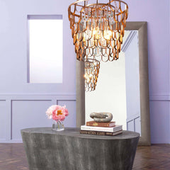 Made Goods Henson Gold and Teardrop Crystal Chandelier 28Wx24H