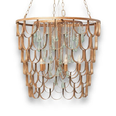 Made Goods Henson Gold and Teardrop Crystal Chandelier 28Wx24H