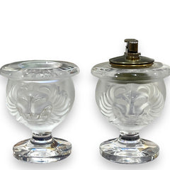 Lalique1970's Crystal Lions Smoker Set w/ Lighter and Cigarette Holder 5" tall