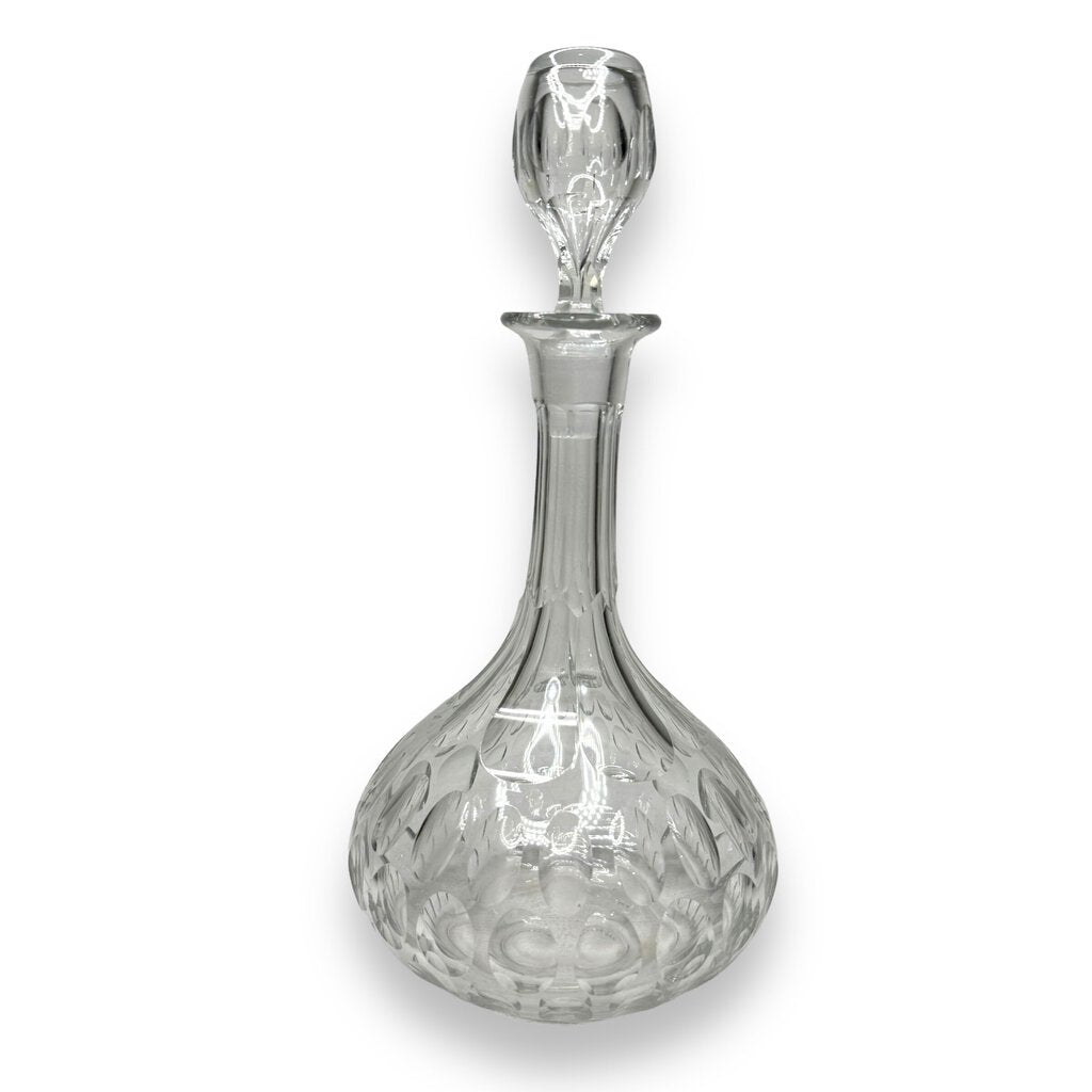 Bohemia Czech Republic Hand Cut Crystal Decanter w/ Stopper 11" tall