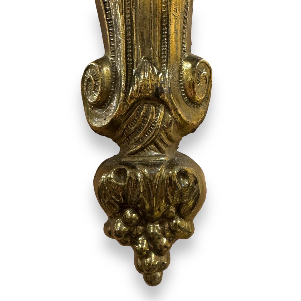 Pair of French Louis XVI Style Gilt Brass Cherub Wall Sconces w/ Crystal Drops 12Lx6Wx22H