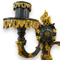 Pair of Louis XV Style American Caldwell Wall Sconces w/ Gold Gilt Bronze Detail c.1880 10Wx11H (retrofitted for electricity)