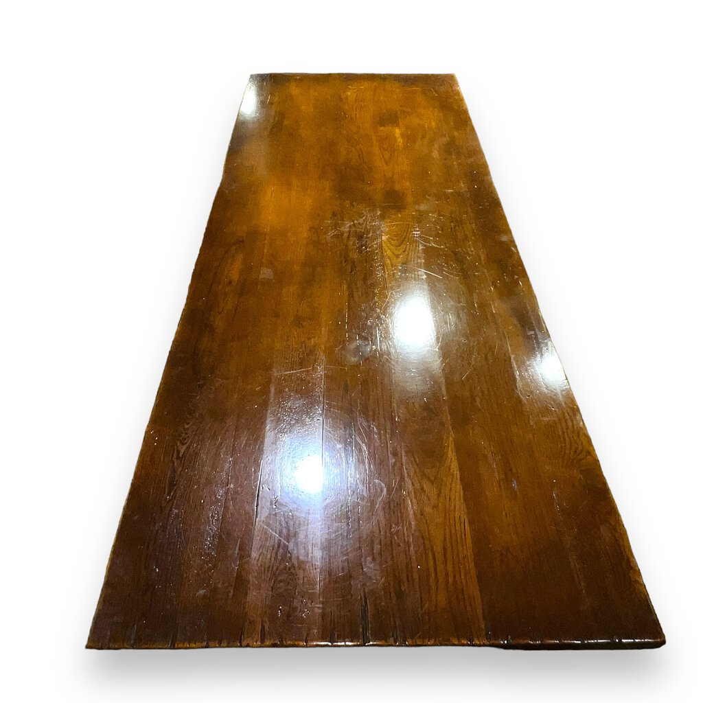 European Solid Wood Rustic Dining Table w/ 8 Carved Dining Chairs w/ Rush Seating 98Lx39Wx30H