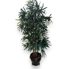 89" Artificial Raphis Palm Tree Plant in Decorative Metal Pot w/ Lion Heads