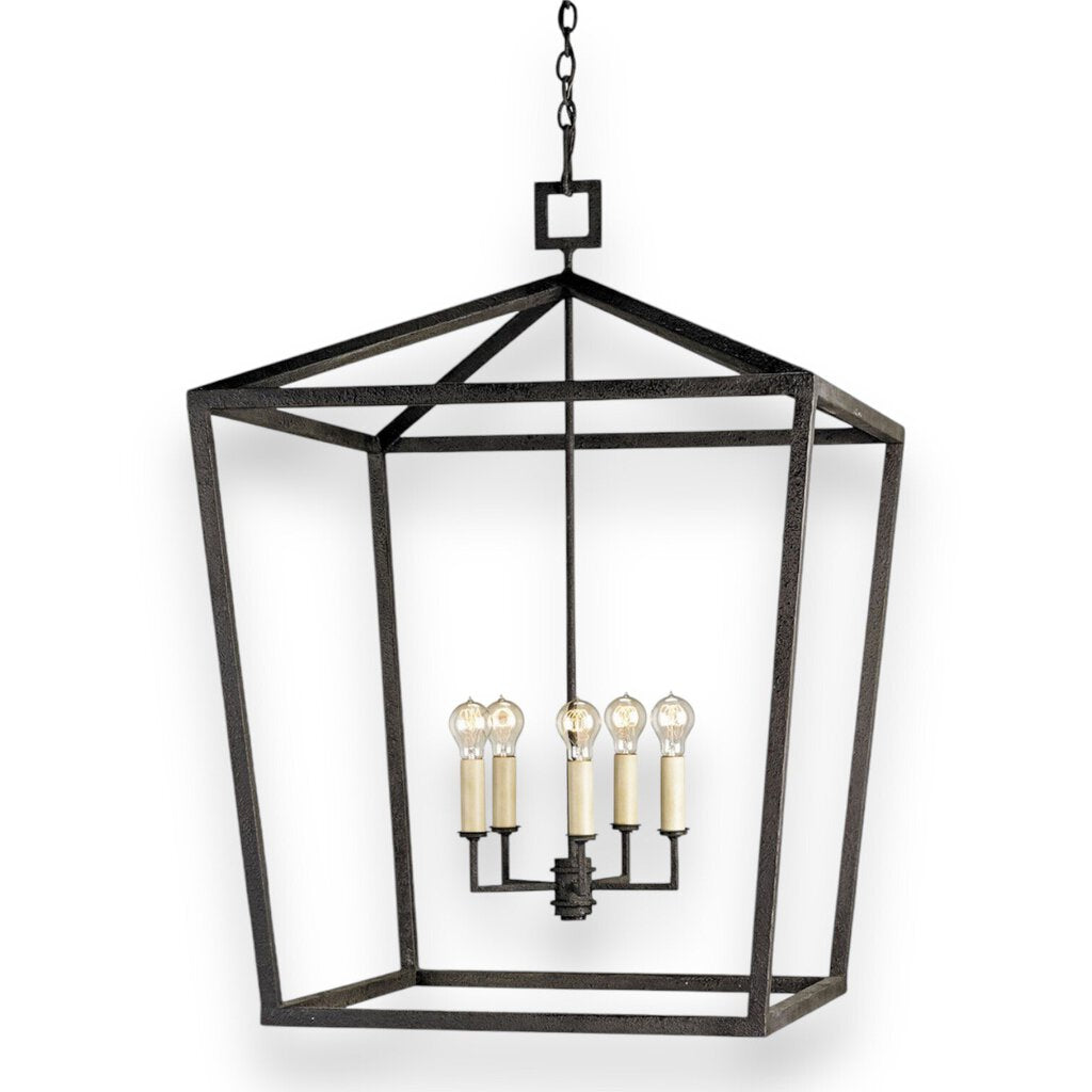 Currey & Company Denison Five Light Lantern in Mole Black 32Lx32Wx48H