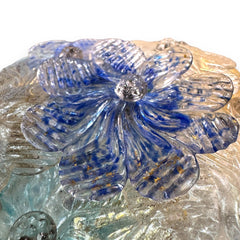Midcentury Murano Barovier & Toso Flowers Shades, on Blown Glass Lamp Bases Infused w/ 24k Gold Fleck 11"Wx17"H (Lamps newly rewired for USA use)