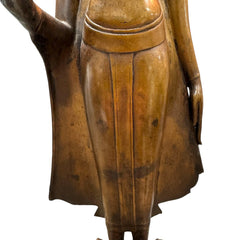 17th Century Thailand Ayutthaya Period Copper Alloy Crowned Buddha Standing on Pedestal 22.5" tall