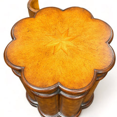 Maitland-Smith Leather--Wrapped Scalloped Wooden Side Table w/ Inside Storage 24Lx24Wx2H